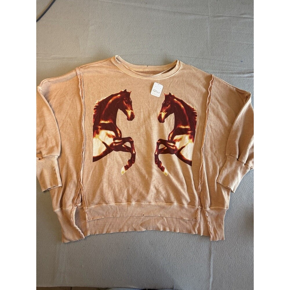 New FREE PEOPLE Mirrored Horses Camden We the Free Graphic Size M
